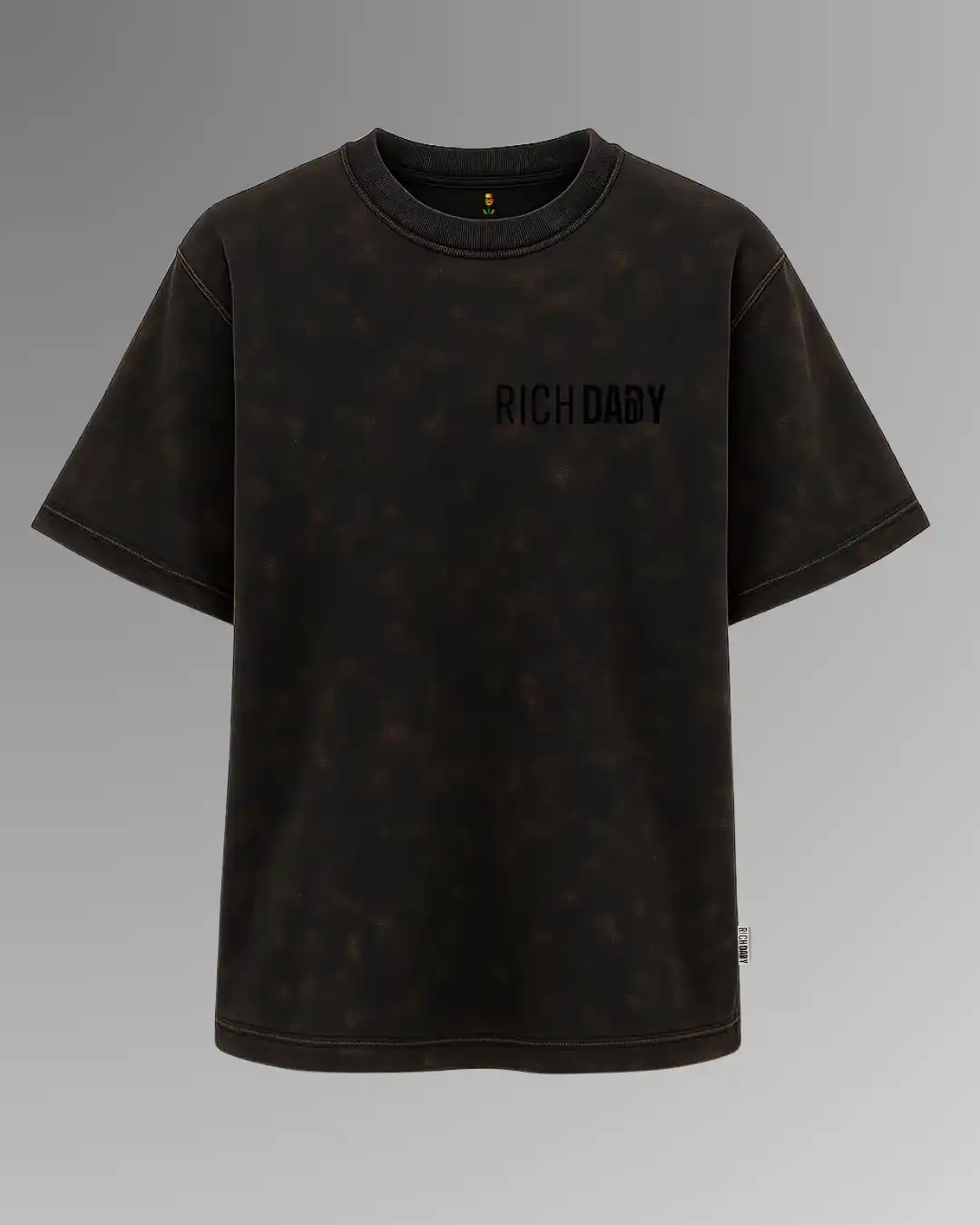 Oversized Black Acid wash cotton T-shirt 240 GSM from Rich Daddy Kerala and India.