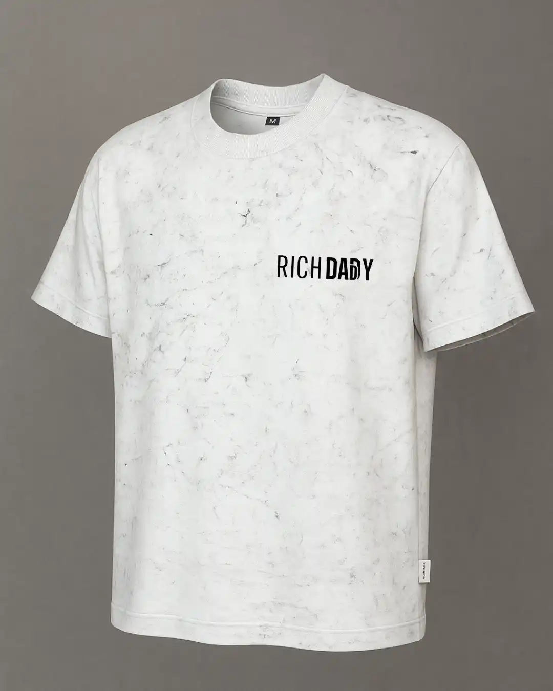 Oversized White Acid wash cotton T-shirt 240 GSM from Rich Daddy Kerala and India.