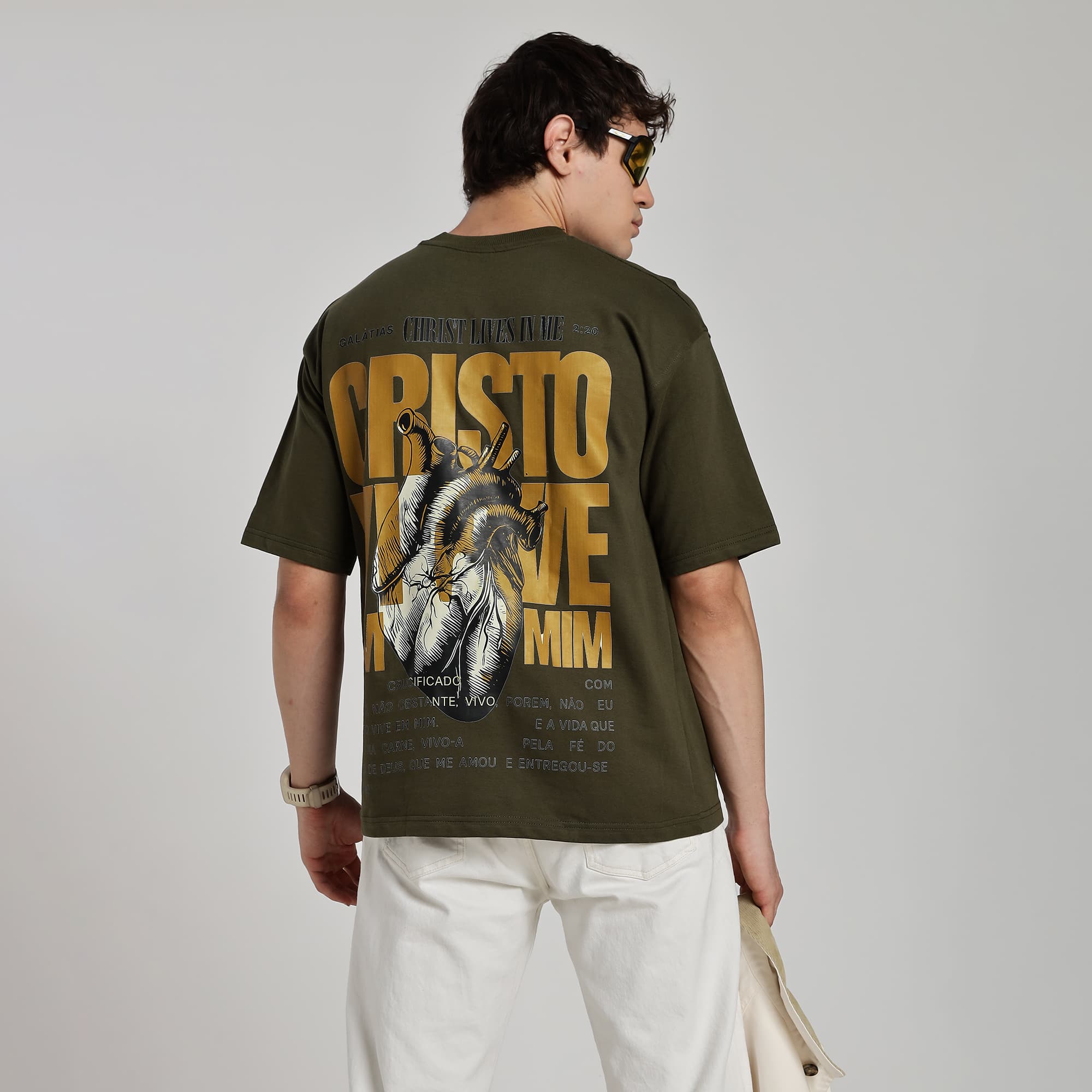 Premium Five Sleeve T-Shirts | Back Printed | 100% Cotton | 240 GSM | Unisex | Miltery Green | Heart |by RICHDADDY