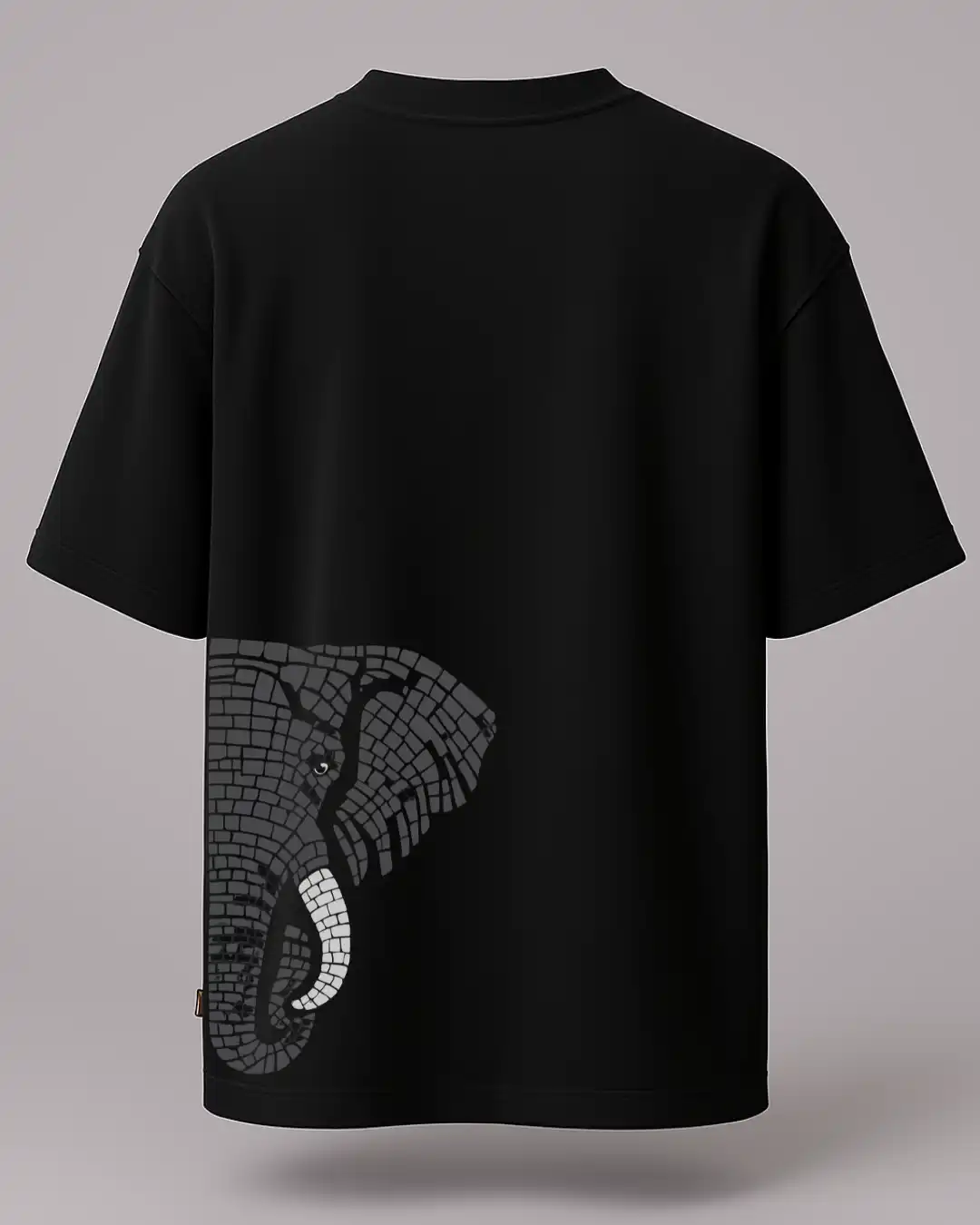 five sleeve T-Shirts back printed 100% cotton 240 GSM-elephant-black