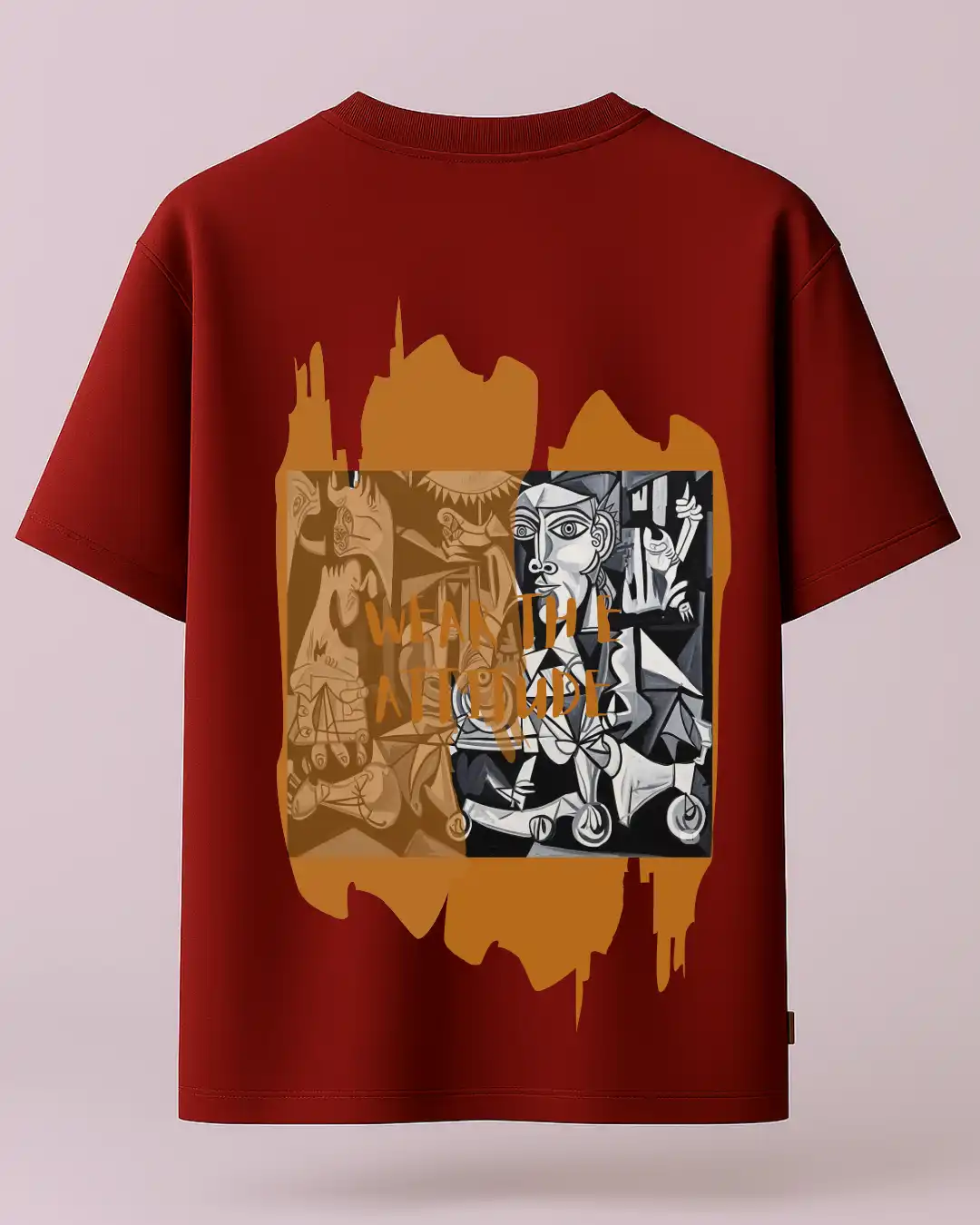 five sleeve T-Shirts back printed 100% cotton 240 GSM-Maroon-Wear the Attitude-by Rich daddy