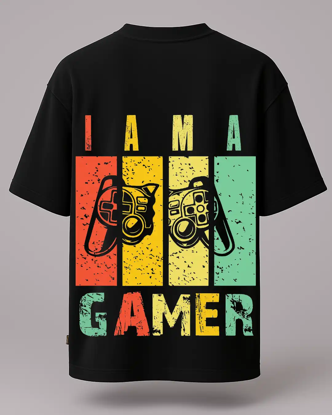five sleeve T-Shirts back printed 100% cotton 240 GSM-BLACK-IAM A GAMER-by Rich Daddy