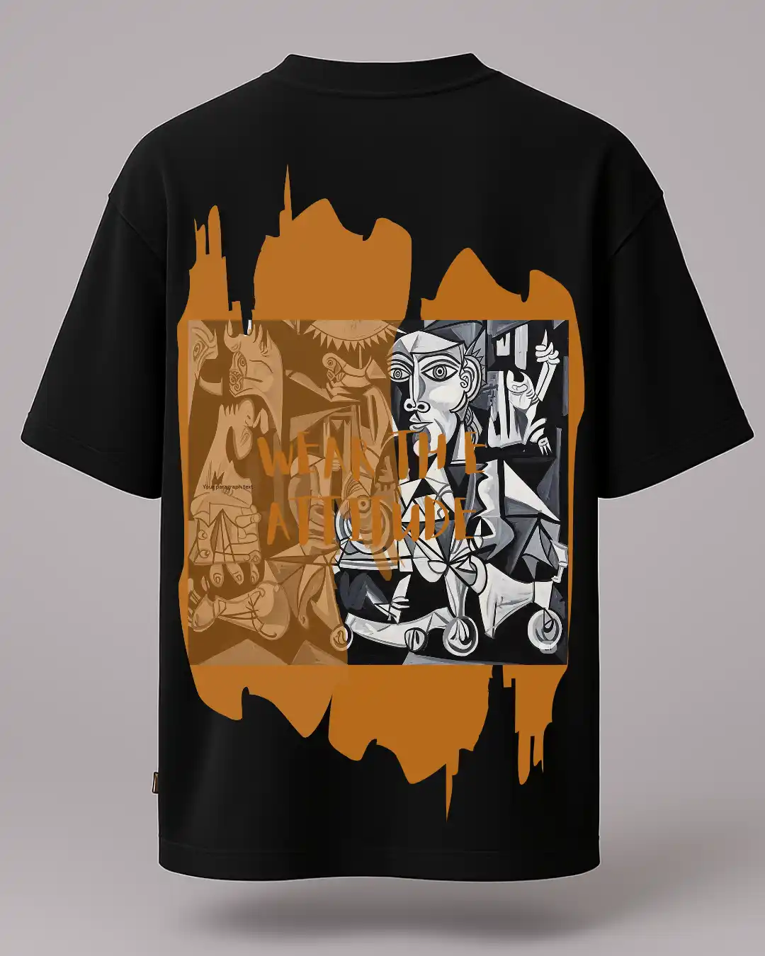 five sleeve T-Shirts back printed 100% cotton 240 GSM-acid wash-Black-Wear The Attittude-by Rich Daddy