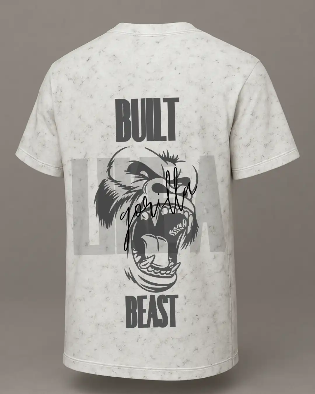 five sleeve T-Shirts back printed 100% cotton 240 GSM-Acid Wash White-gorilla