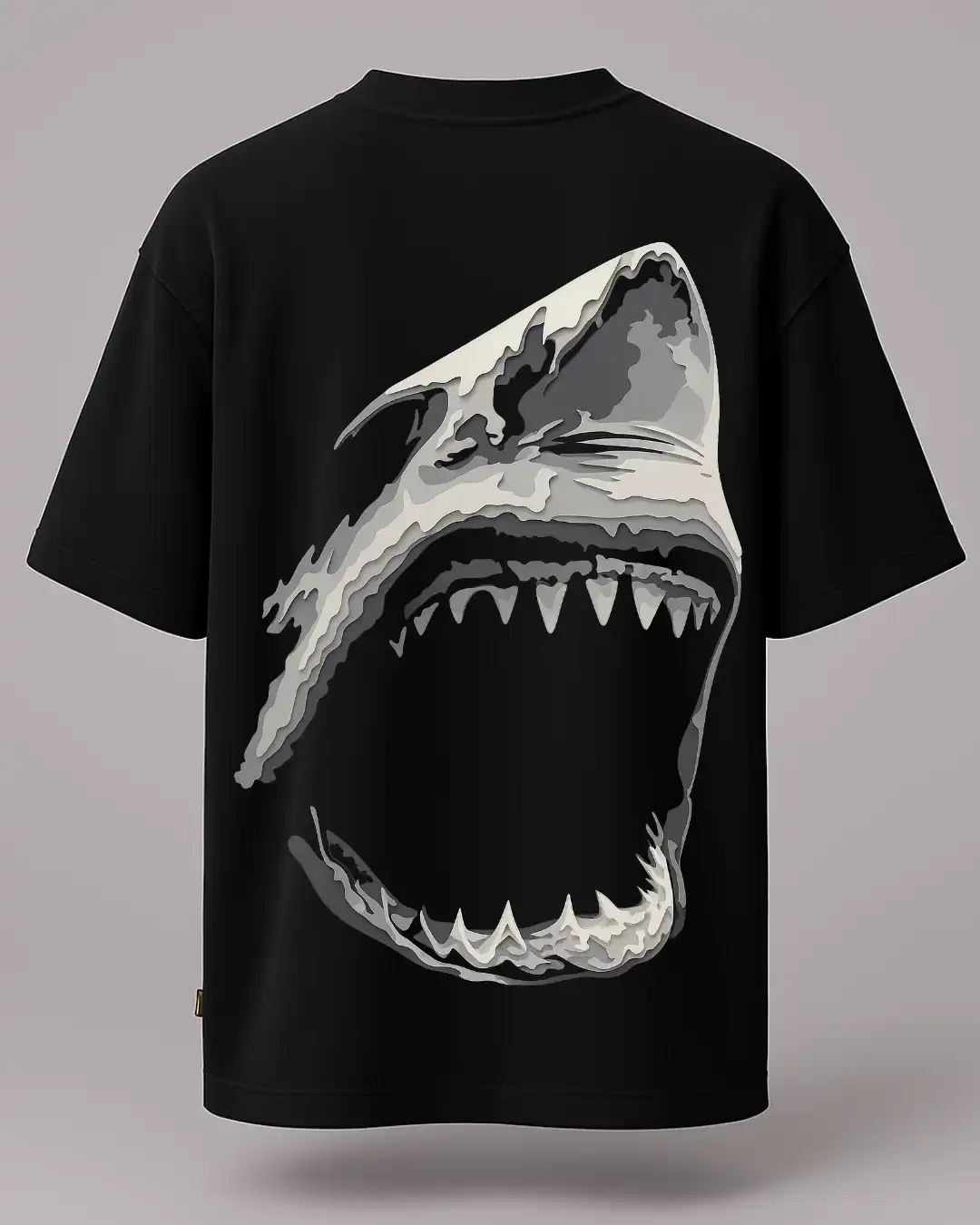 five sleeve T-Shirts back printed 100% cotton 240 GSM-shark black-by rich daddy