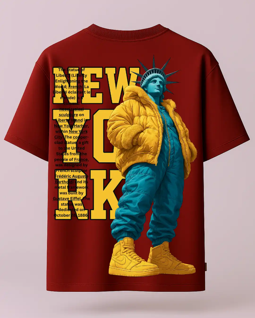 five sleeve T-Shirts back printed 100% cotton 240 GSM-Maroon NEW YORK