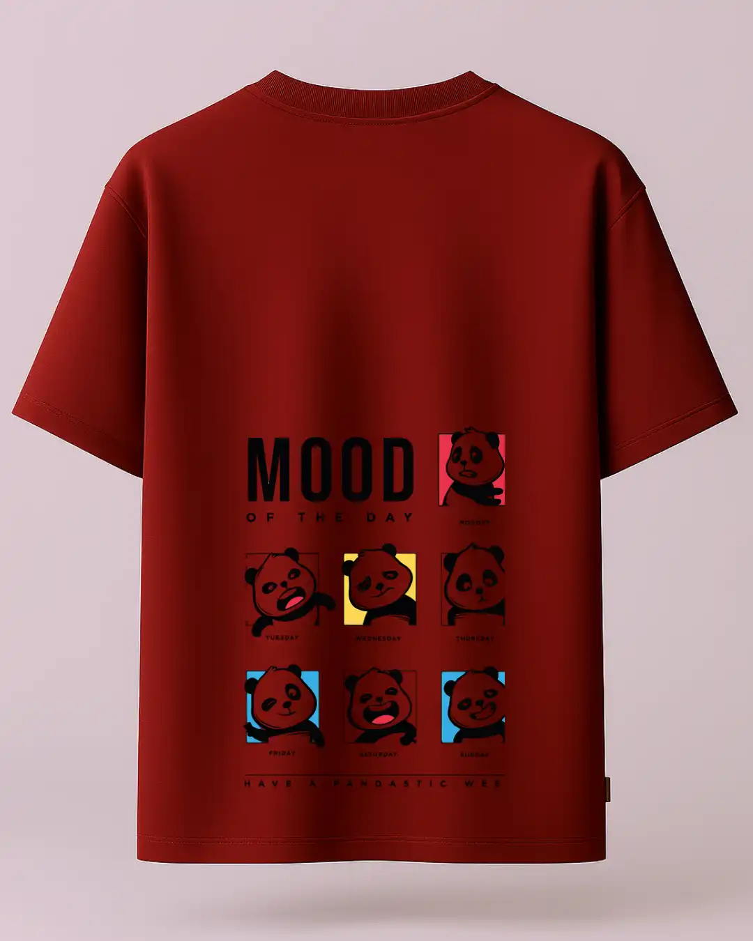 five sleeve T-Shirts back printed 100% cotton 240 GSM-Maroon- PANDA-by Rich Daddy