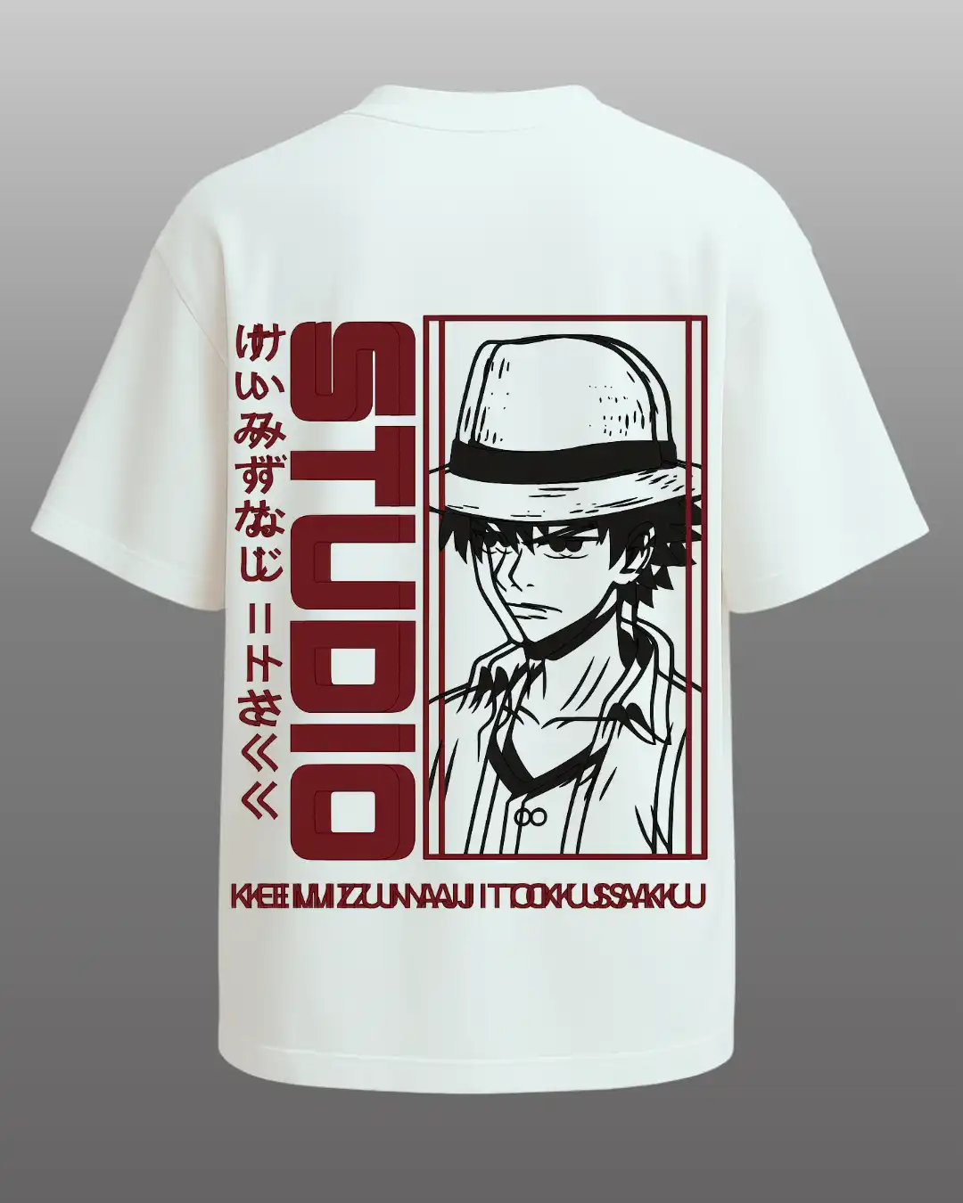 five sleeve T-Shirts back printed 100% cotton 240 GSM-White-STUDIO