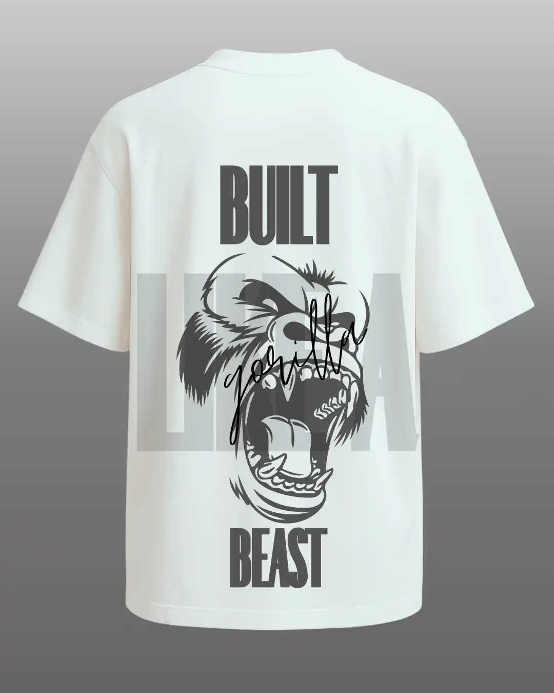 five sleeve T-Shirts back printed 100% cotton 240 GSM-White-gorilla
