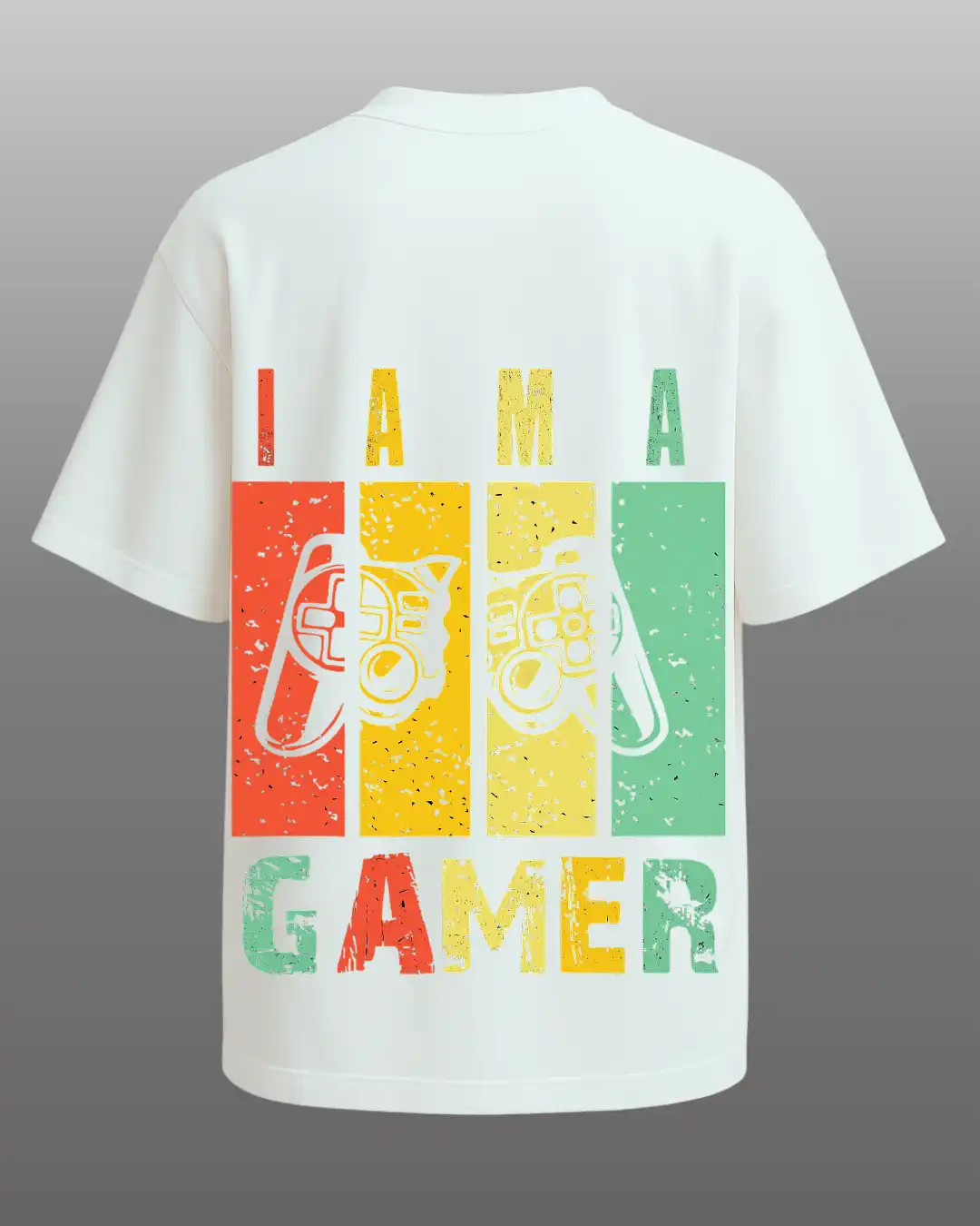 five sleeve T-Shirts back printed 100% cotton 240 GSM-White IAM A GAMER-by Rich Daddy