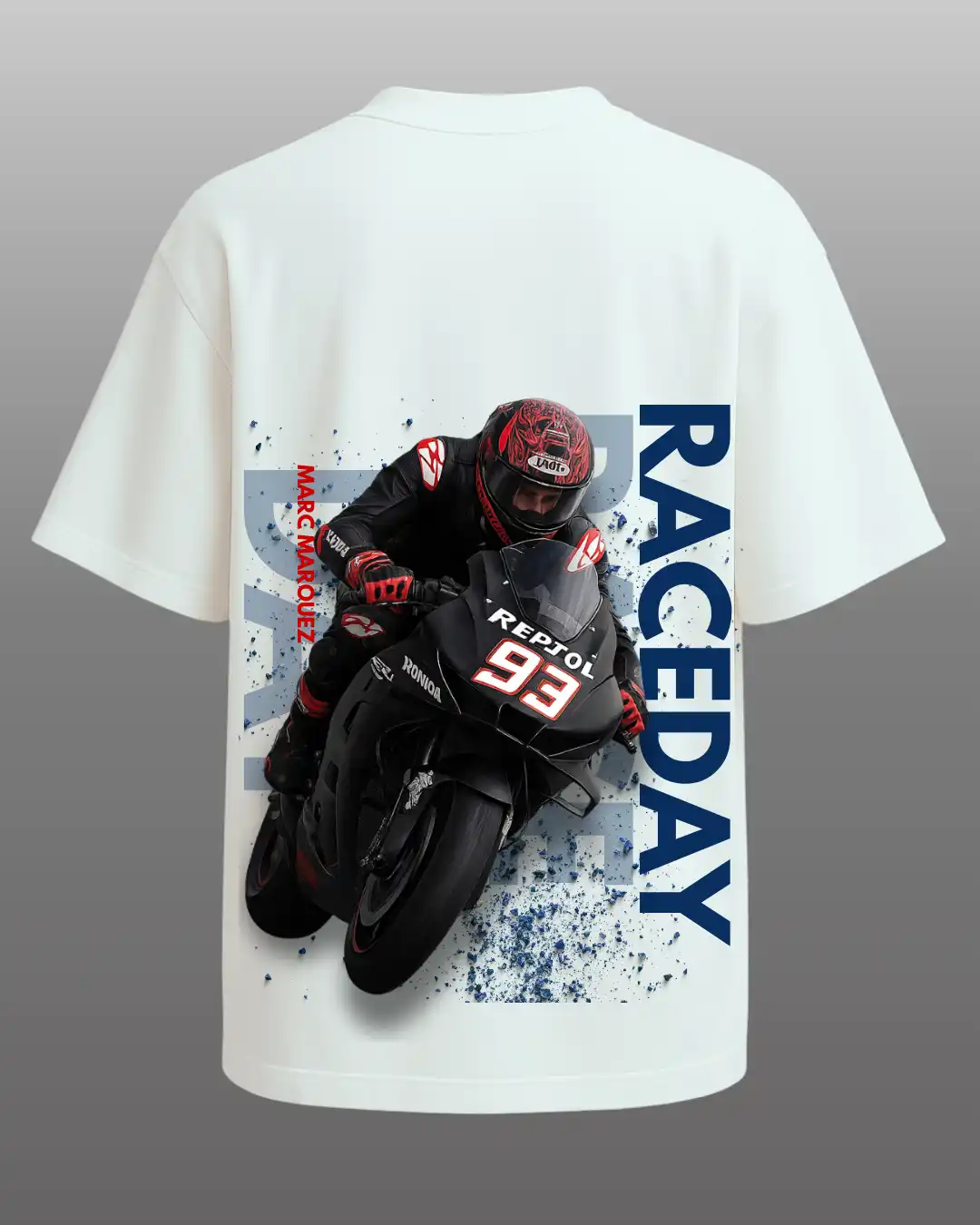 five sleeve T-Shirts back printed 100% cotton 240 GSM-White-Raceday