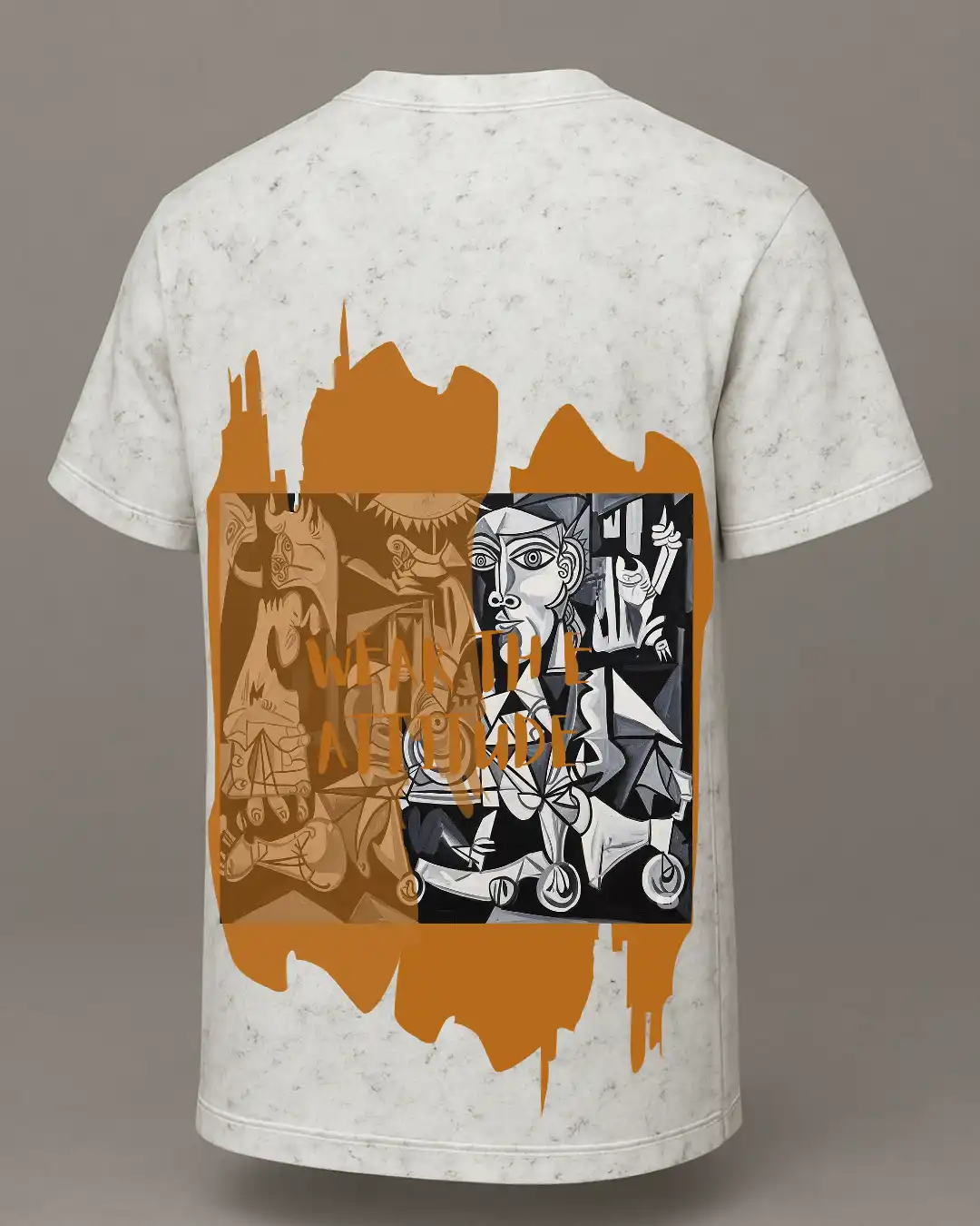 five sleeve T-Shirts back printed 100% cotton 240 GSM-acid wash WHITE-Wear the Attitude-by Rich daddy