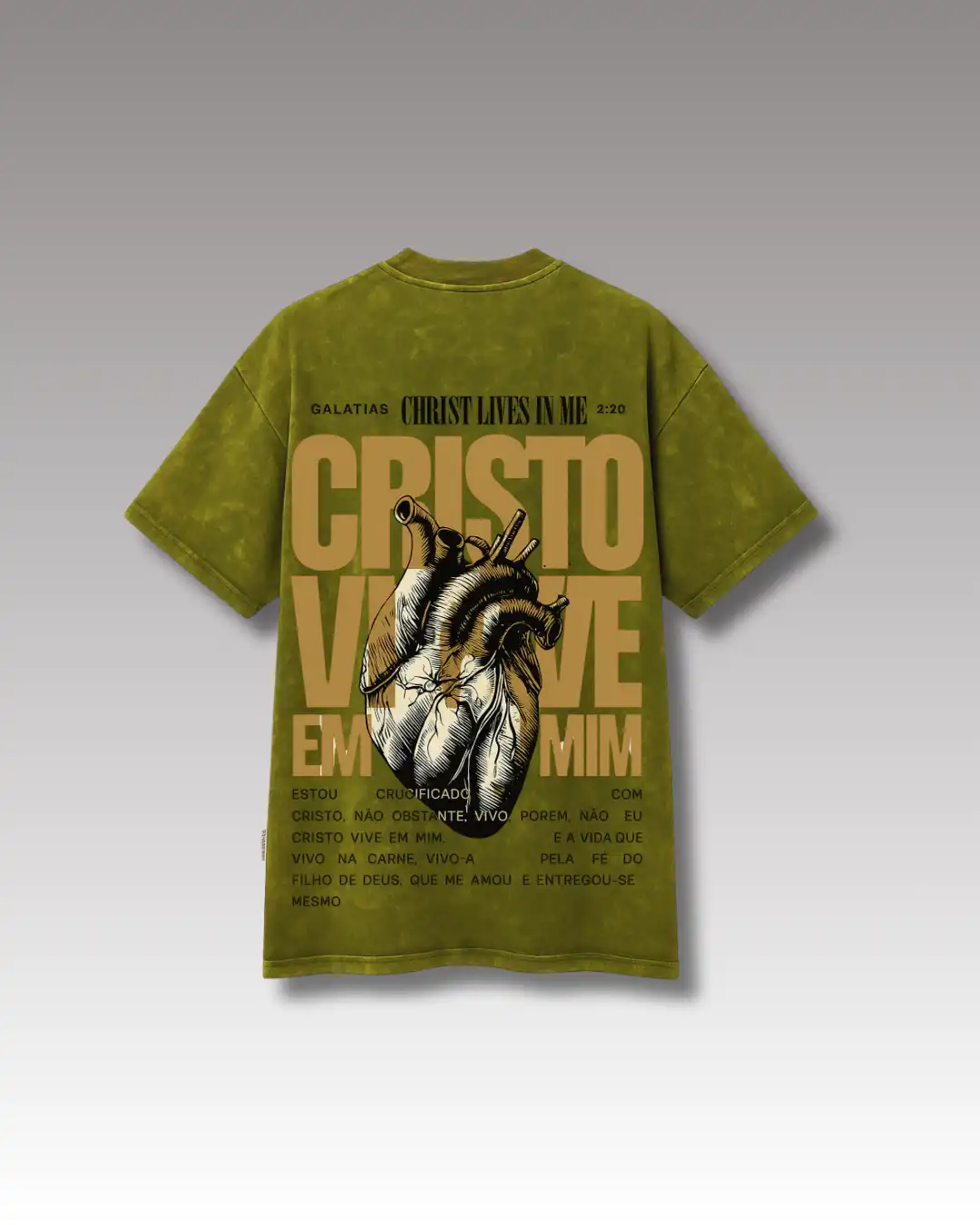 five sleeve T-Shirts back printed 100% cotton 240 GSM-Acid Wash Miltery Green-heart