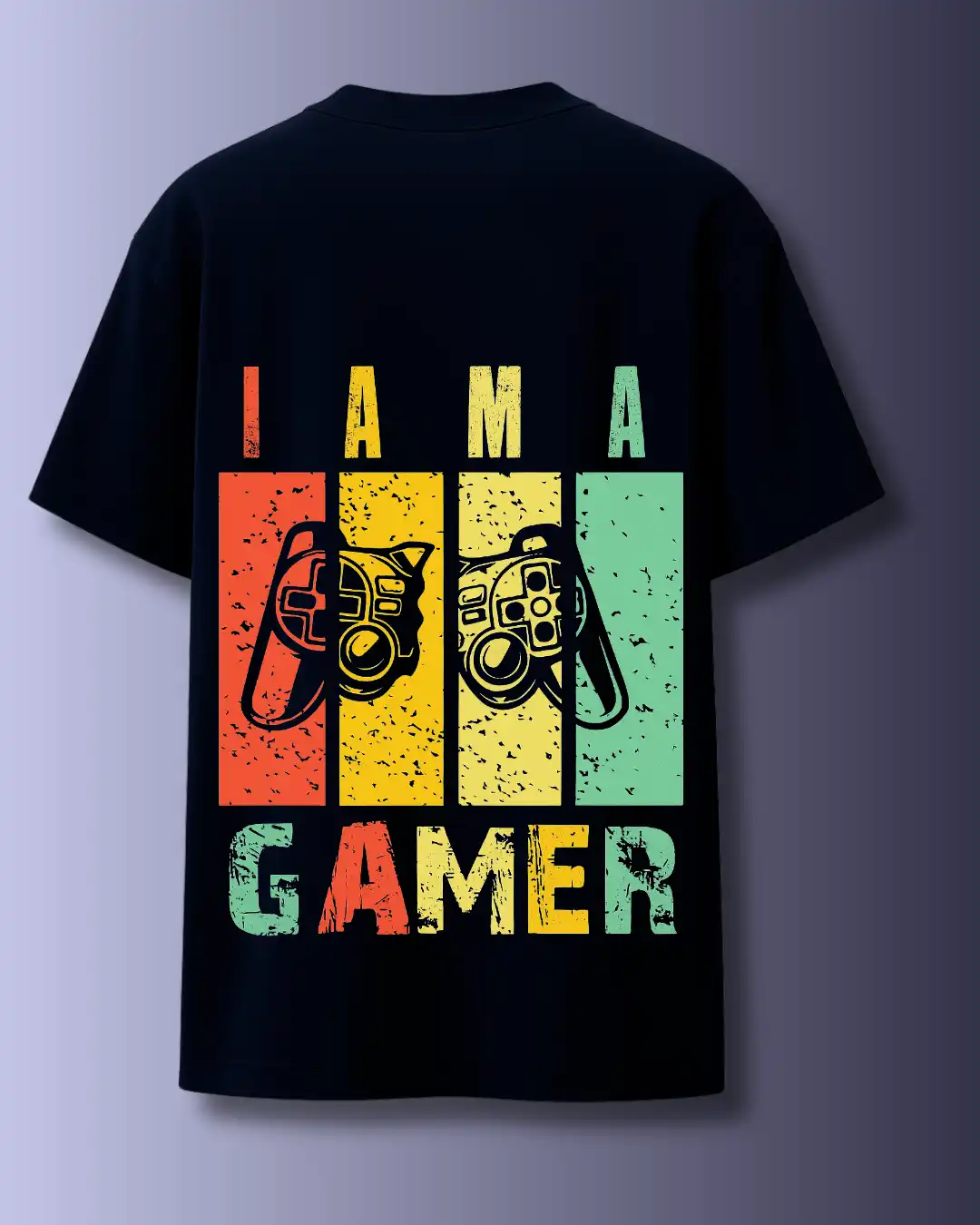 five sleeve T-Shirts back printed 100% cotton 240 GSM-Navy BlueIAM A GAMER-by Rich Daddy