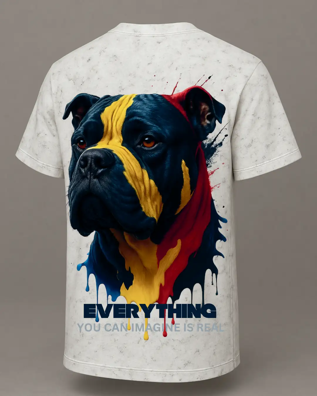 five sleeve T-Shirts back printed 100% cotton 240 Acid Wash White-DOG-by Rich daddy