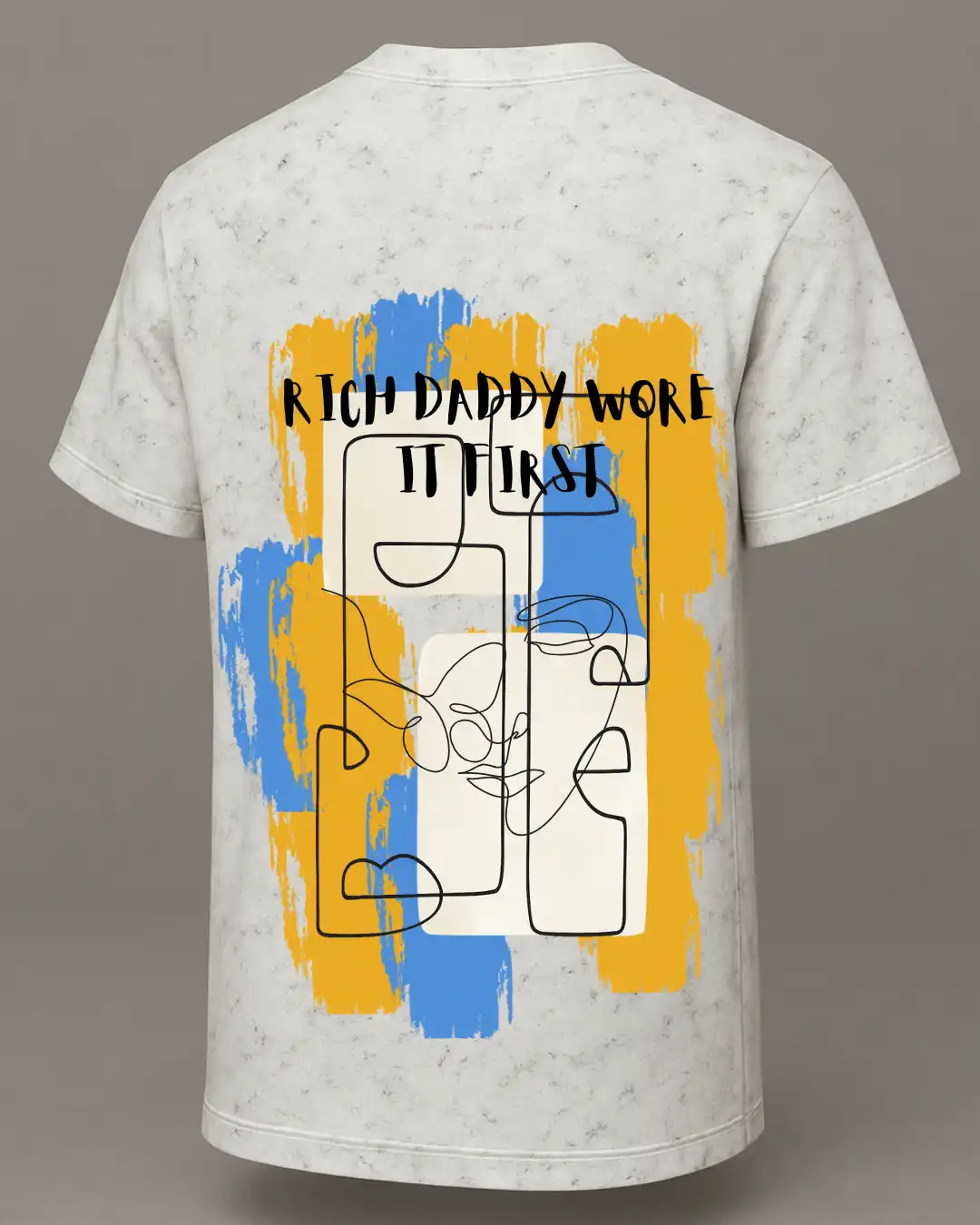 five sleeve T-Shirts back printed 100% cotton 240 GSM-acid wash White-Wore It First-by Rich daddy