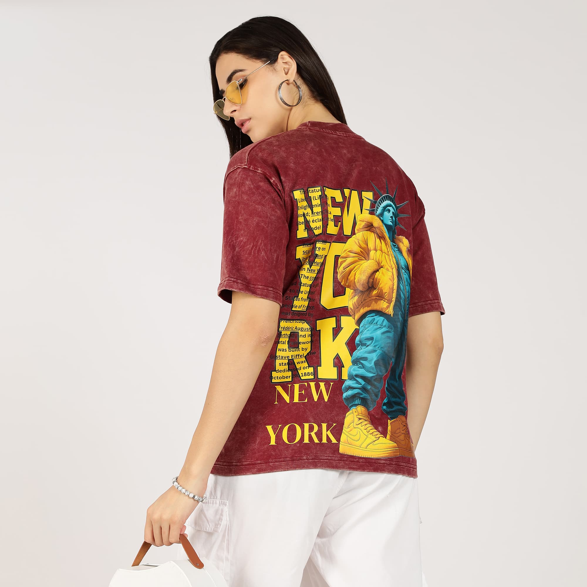 NEW YORK oversized unisex t-shirt in premium 240 GSM cotton – trendy streetwear fashion India